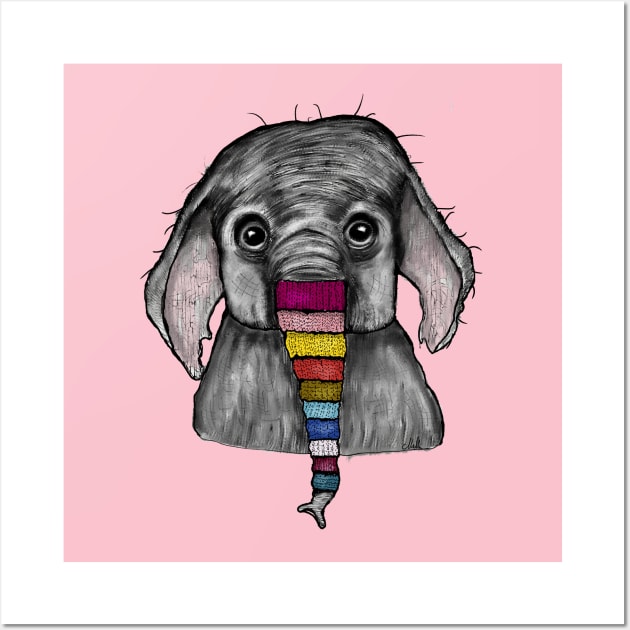 Elephat Knit Wall Art by msmart